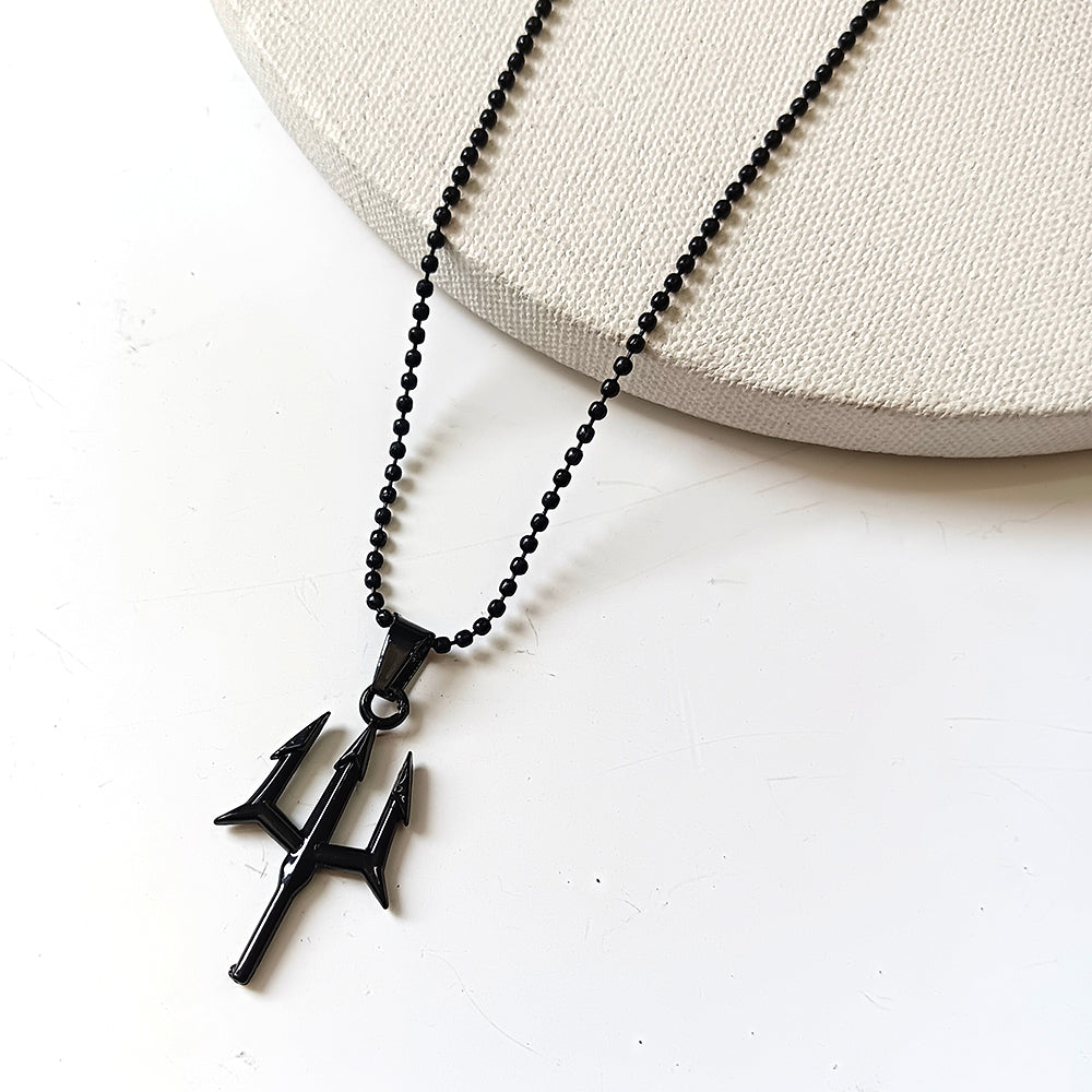 The99Jewel Black PlatedTrishul  Pendant Necklace For Men