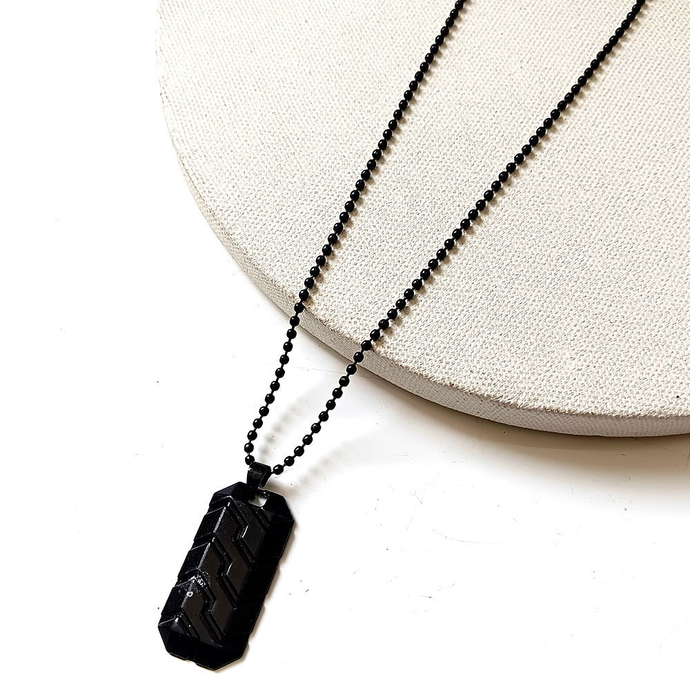 The99Jewel Black PlatedBlack Tire Tread Pendant Necklace For Men