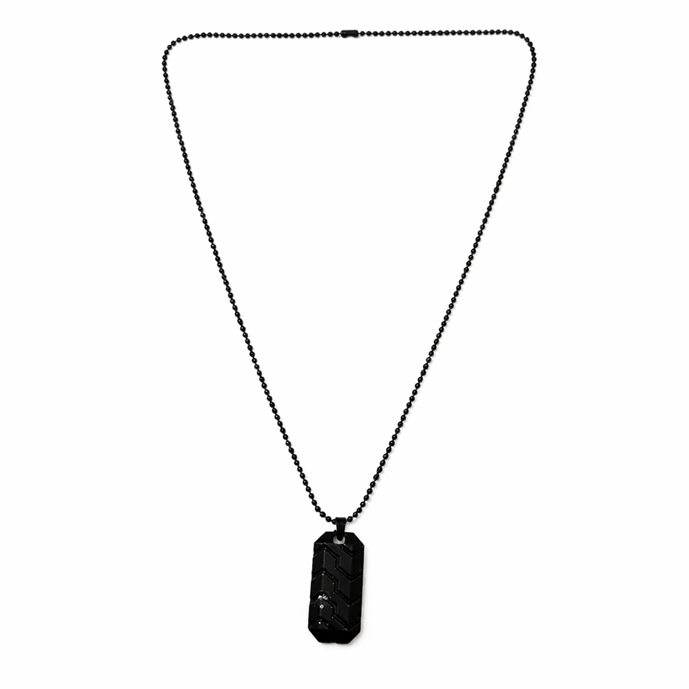 The99Jewel Black PlatedBlack Tire Tread Pendant Necklace For Men