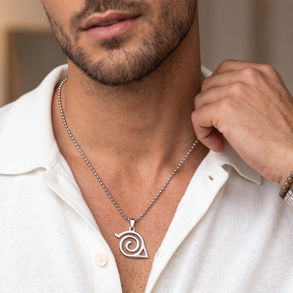 The99Jewel Spiral Design Steel Chain Pendant for Men