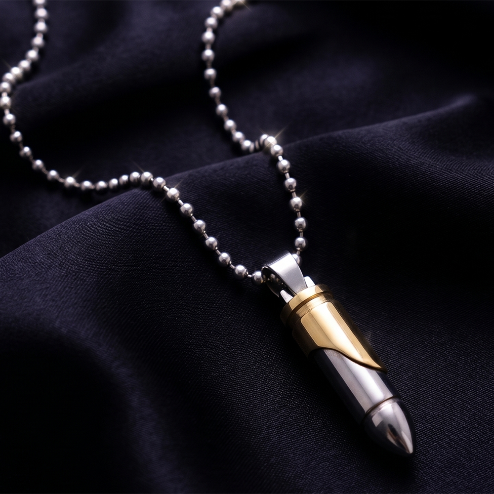 The99Jewel Gold & Silver Tone Bullet Shape Pendant Necklace for Men