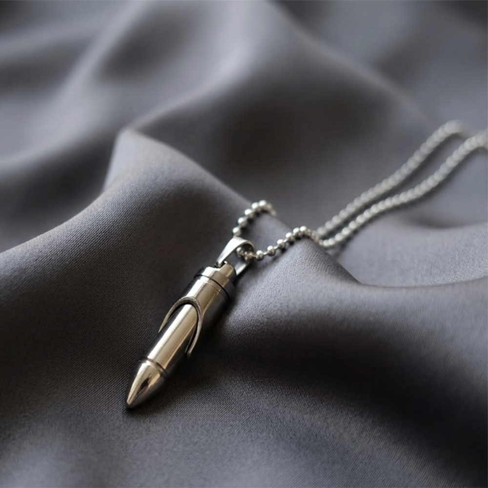 The99Jewel Bullet Steel Chain Pendant For Men
