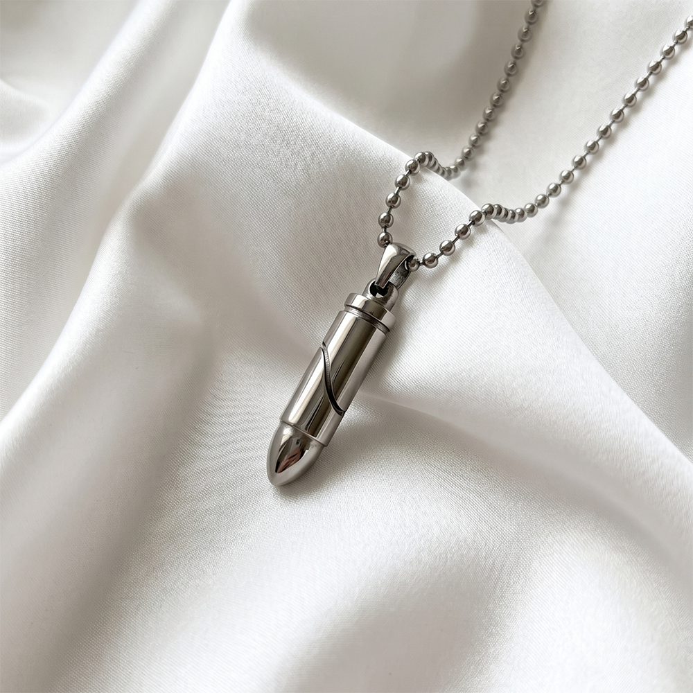 The99Jewel Bullet Steel Chain Pendant For Men
