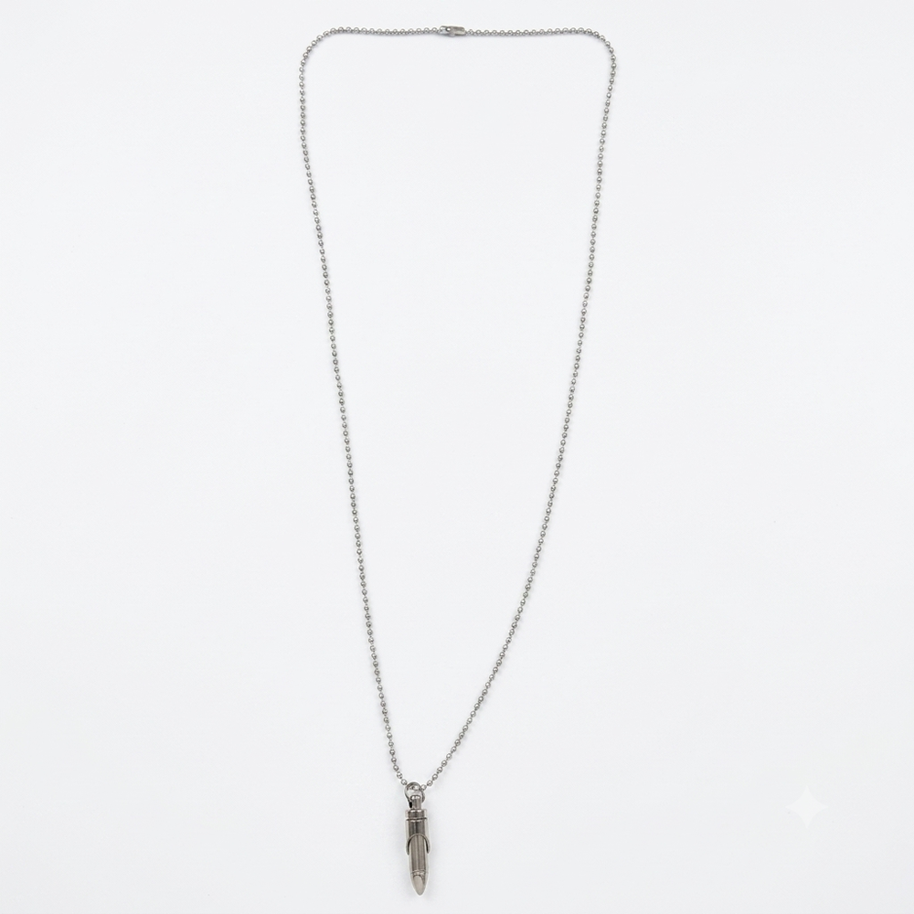 The99Jewel Bullet Steel Chain Pendant For Men