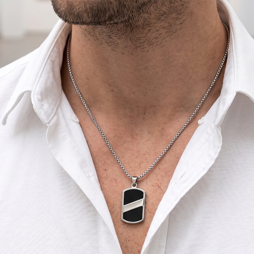 The99Jewel Luxury Black Finish Steel Chain Pendant for Men