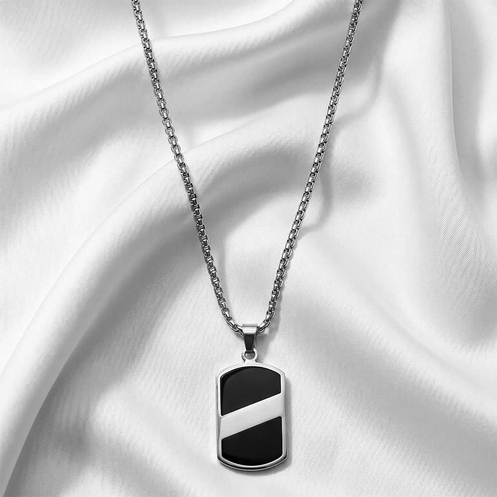 The99Jewel Luxury Black Finish Steel Chain Pendant for Men