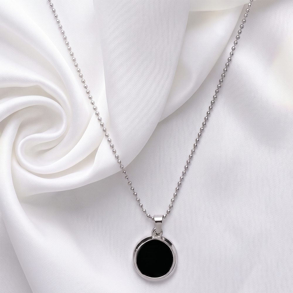The99Jewel Round Steel Chain Pendant For Men