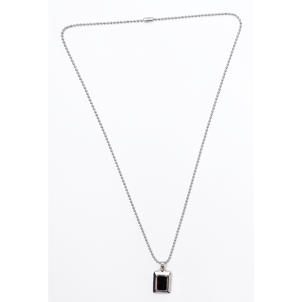 The99Jewel Rectangle Steel Chain Pendant For Men