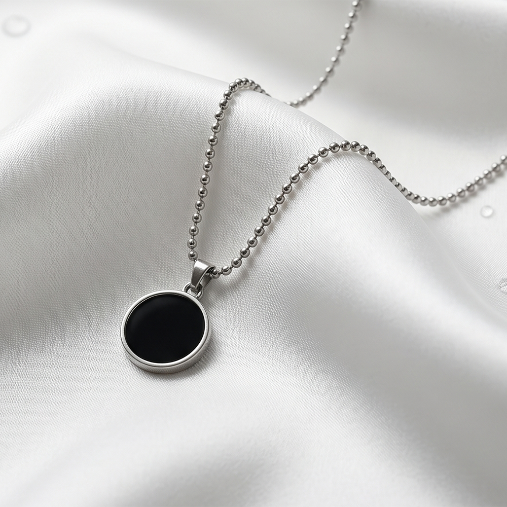 The99Jewel Round Steel Chain Pendant For Men