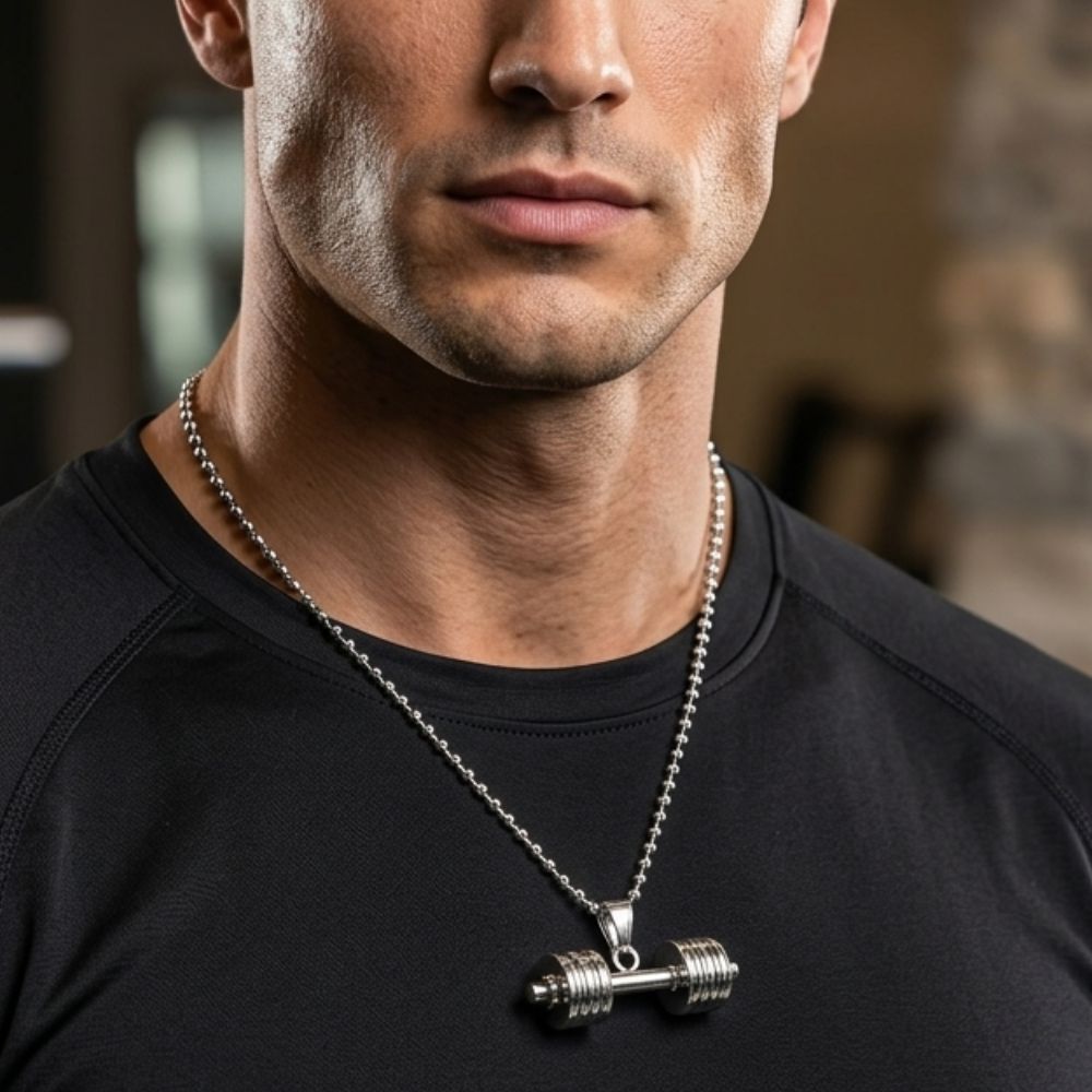 The99Jewel Trendy Fitness Dumbbell Pendant Chain For Men