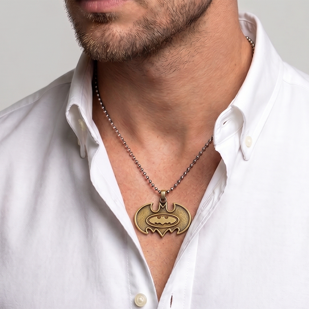 The99Jewel Stylish Bat Symbol Steel Chain Pendant for Men