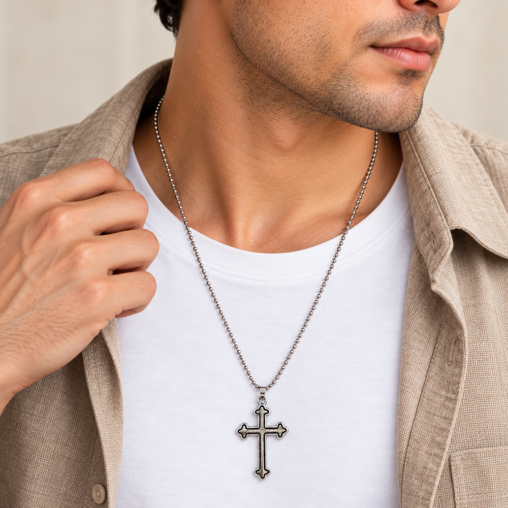 The99Jewel Signature Men's Chain With Cross Shape Pendant | Minimal & Stylish Jewellery for Modern Men