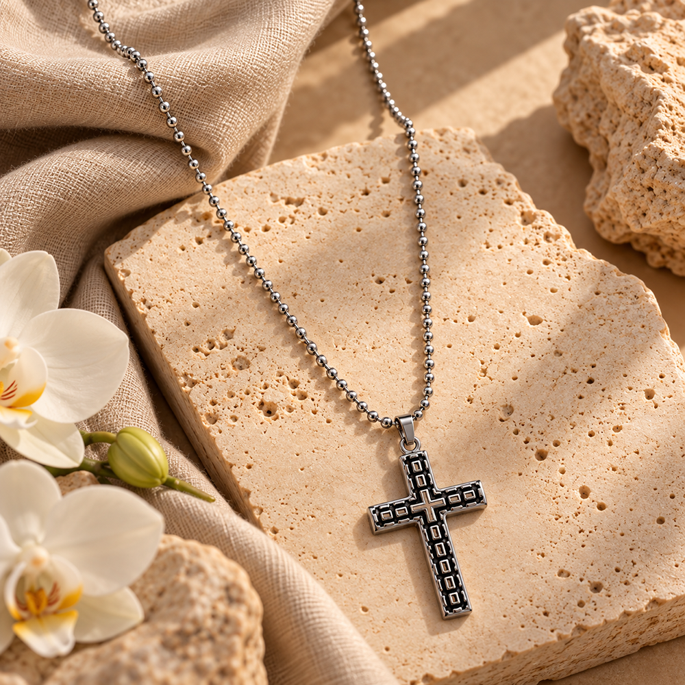 The99Jewel Signature Men's Chain With Cross Shape Pendant | Minimal & Stylish Jewellery for Modern Men