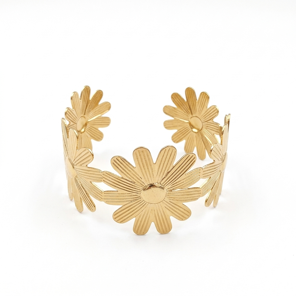 The99Jewel Gold Plated Elegant Floral Cuff Kada