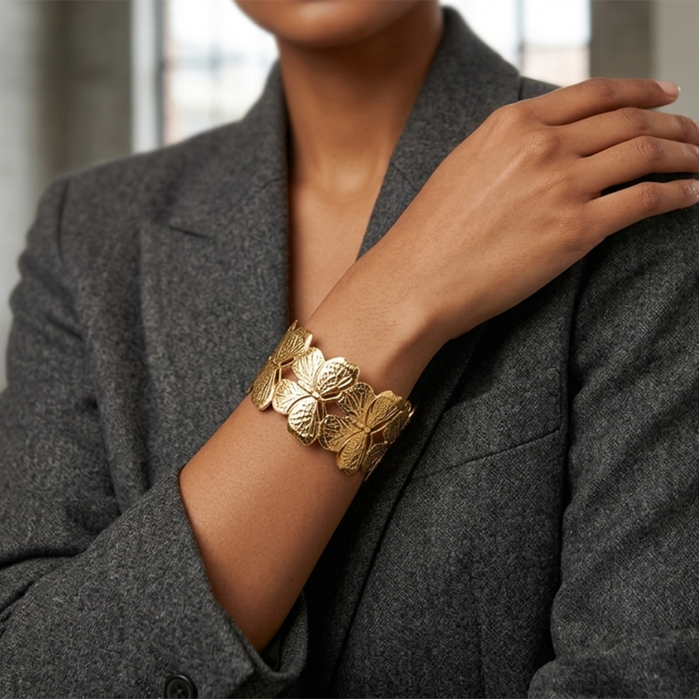 The99Jewel Gold Plated Premium Butterfly Cuff Kada