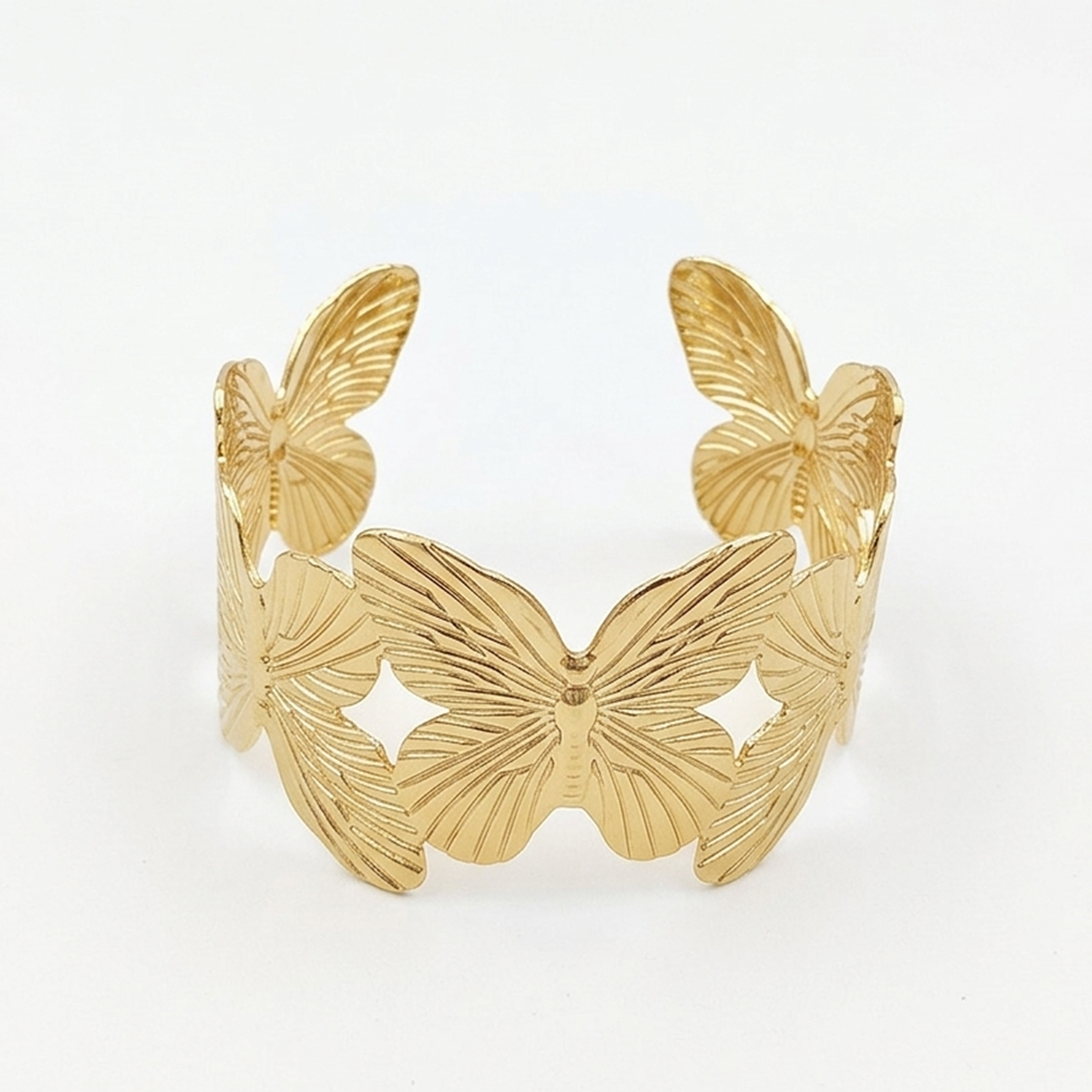 The99Jewel Gold Plated Designer Butterfly Cuff Kada