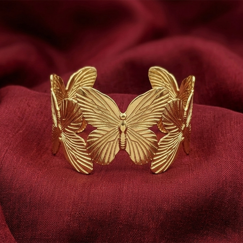 The99Jewel Gold Plated Designer Butterfly Cuff Kada