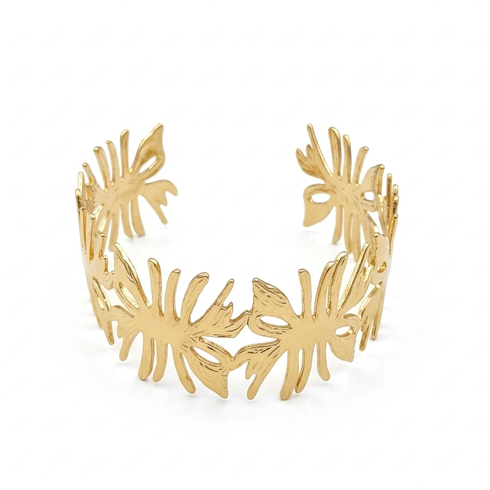 The99Jewel Gold Plated Chic Floral Cuff Kada