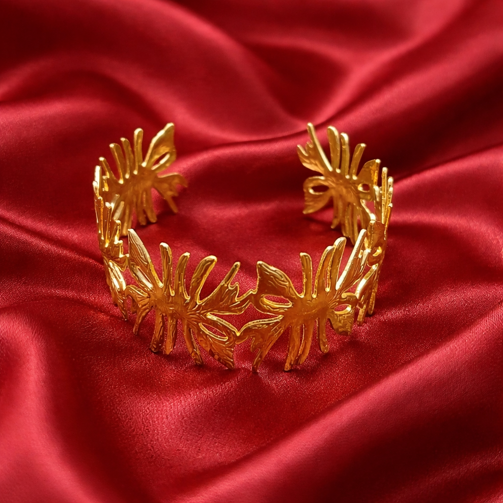 The99Jewel Gold Plated Chic Floral Cuff Kada
