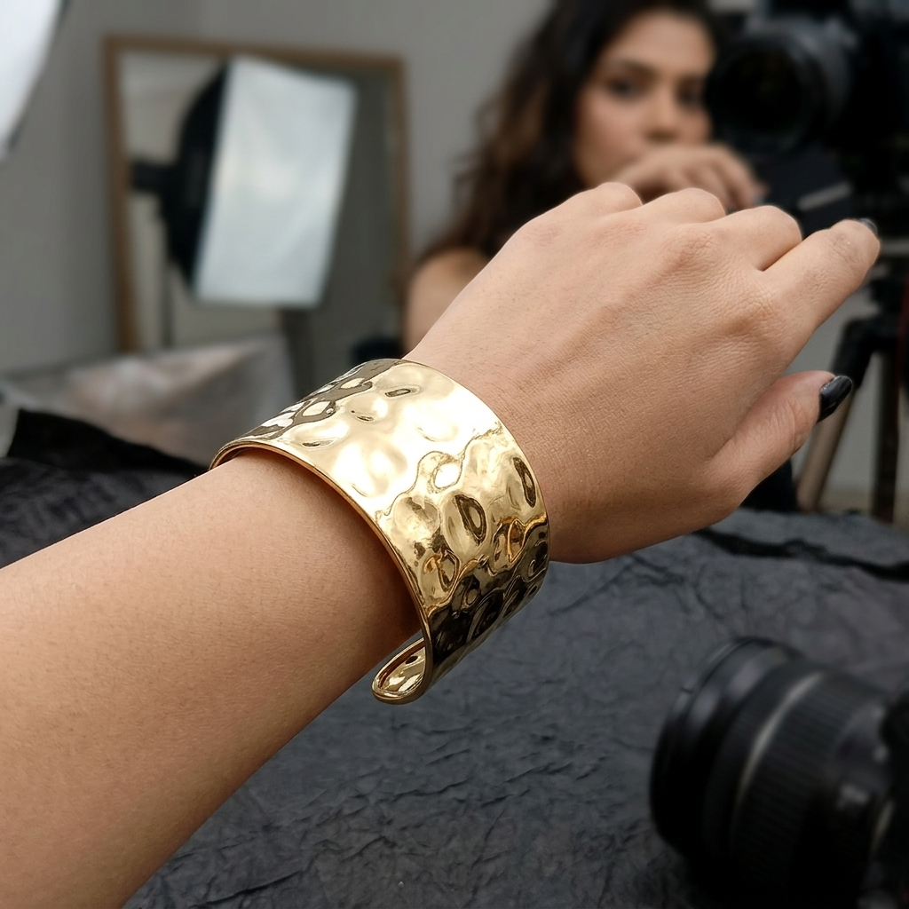 The99Jewel Gold Plated Designer Statement Cuff Kada