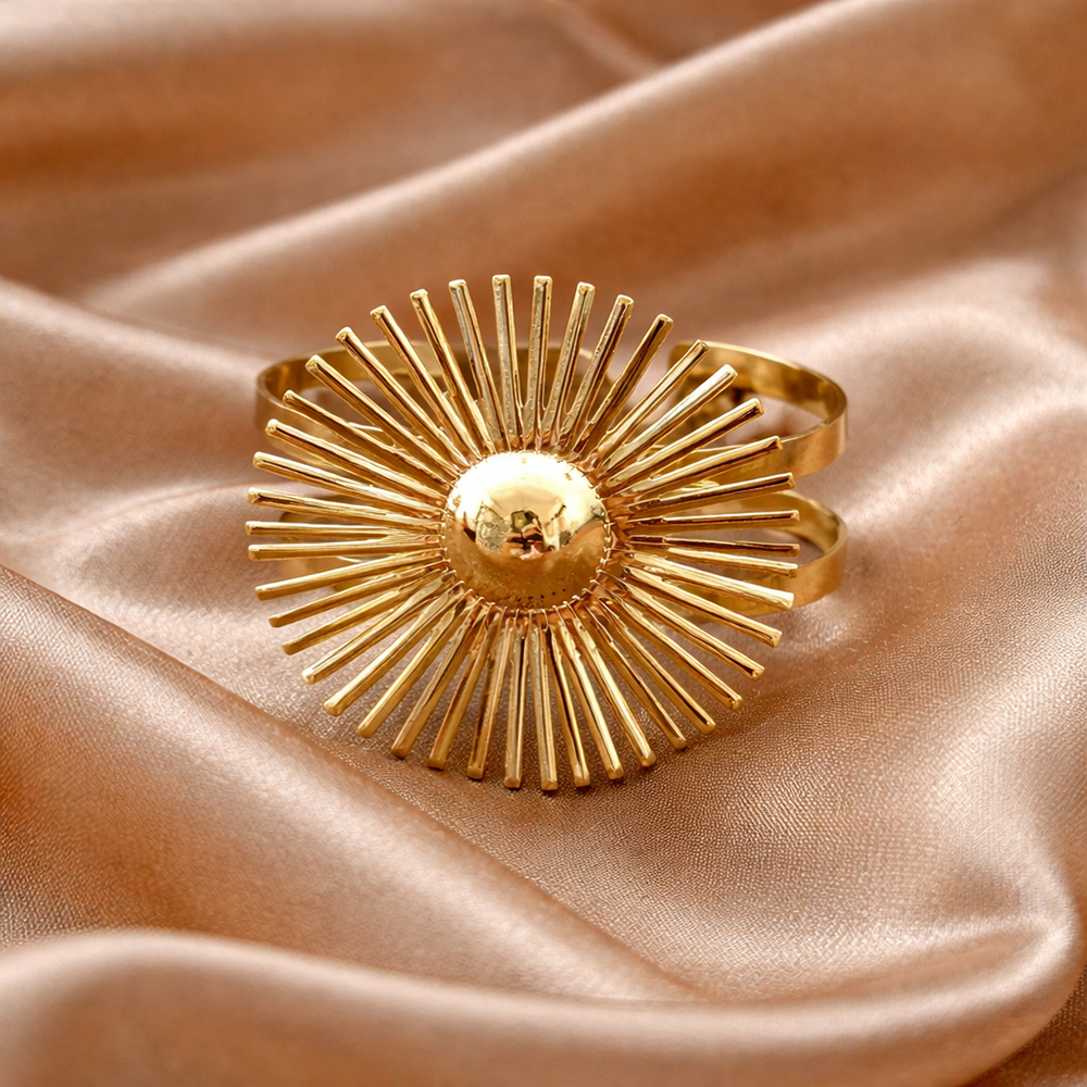 The99Jewel Gold Plated Luxury Radiant Sun Design Cuff Kada