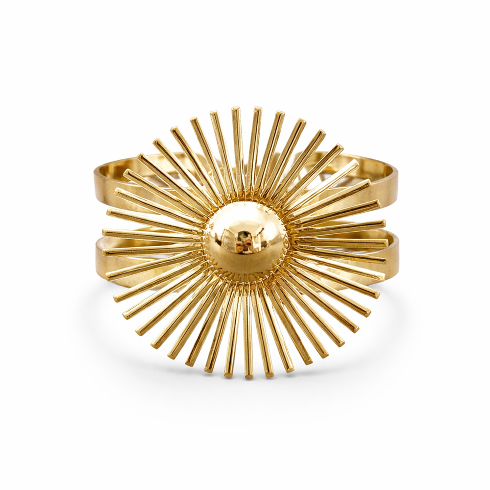 The99Jewel Gold Plated Luxury Radiant Sun Design Cuff Kada