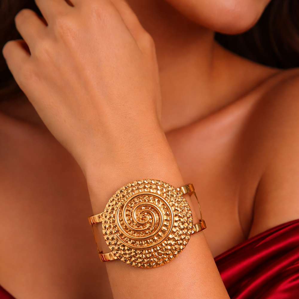 The99Jewel Gold Plated Trendy Star Fish Design Cuff Kada