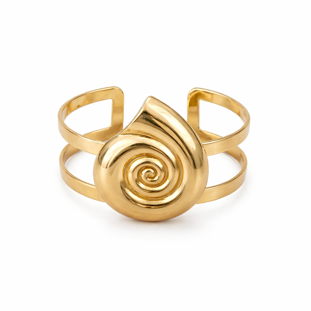 The99Jewel Gold Plated Chic Snail Pattern Cuff Kada