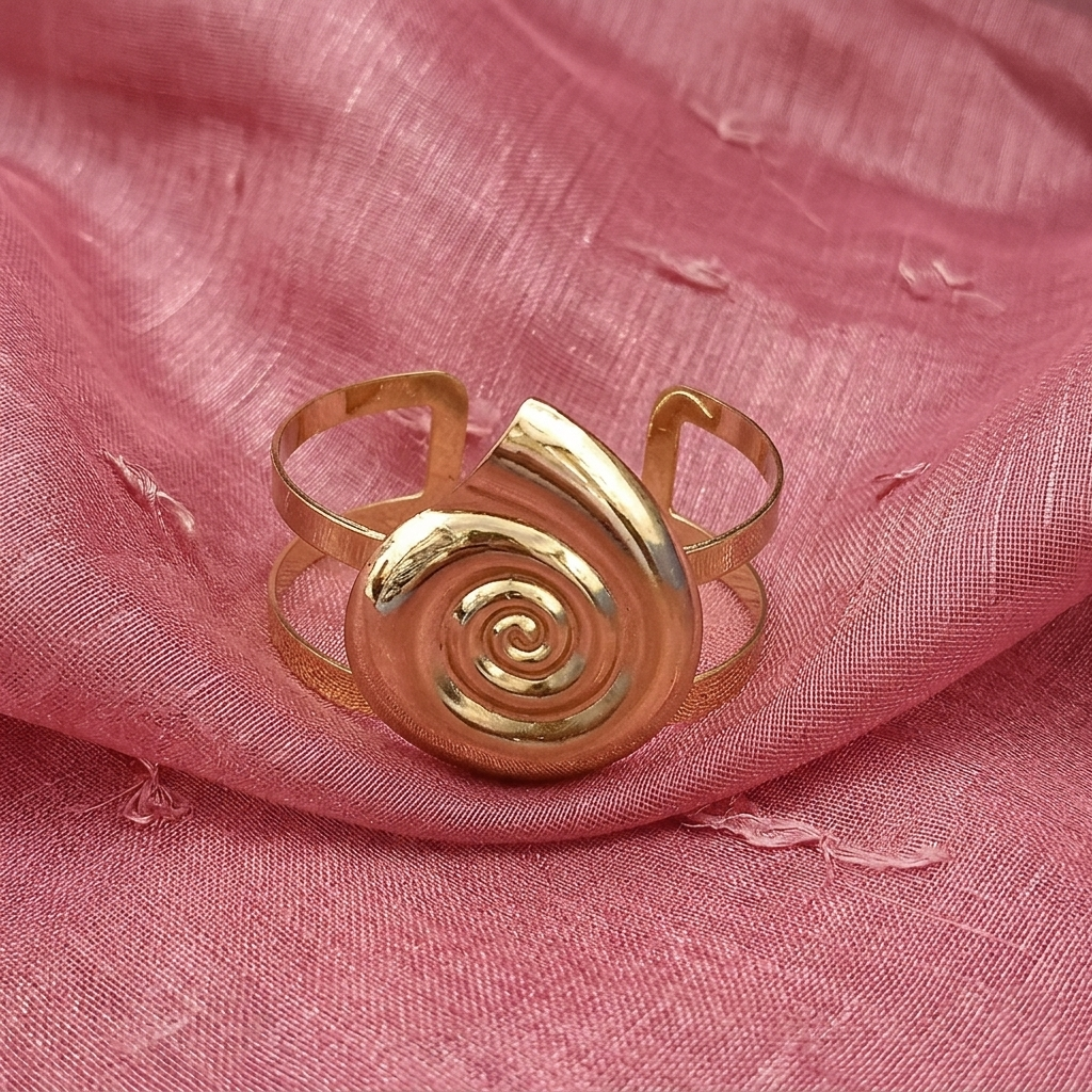 The99Jewel Gold Plated Chic Snail Pattern Cuff Kada