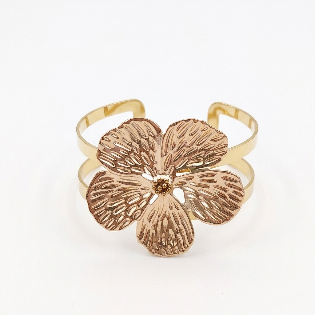 The99Jewel Gold Plated Elegant Floral Cuff Kada