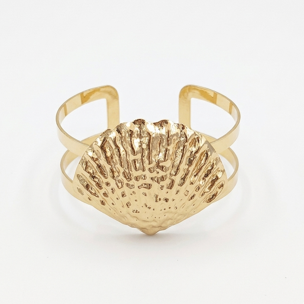 The99Jewel Gold Plated Premium Shell Shape Cuff Kada