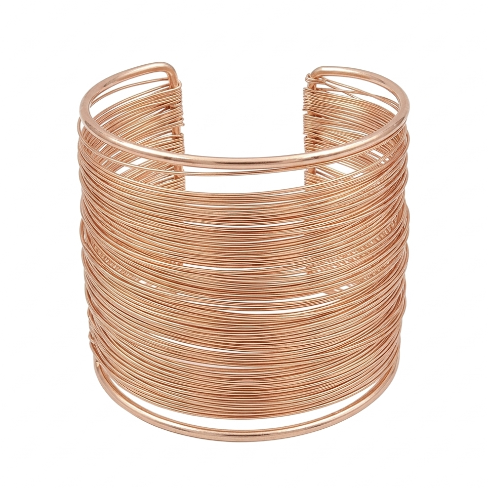 The99Jewel Rose Gold Plated Stylish Multilayer Wire Open Cuff Kada