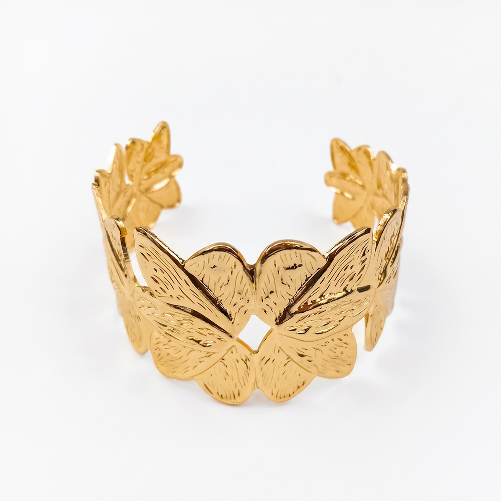 The99Jewel Premium Gold Finish Butterfly Pattern Open Cuff Kada