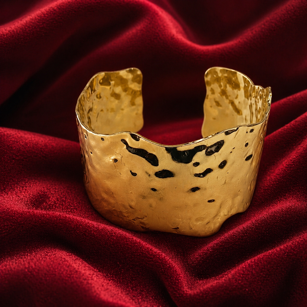 The99Jewel Modern Gold Textured Open Cuff Kada