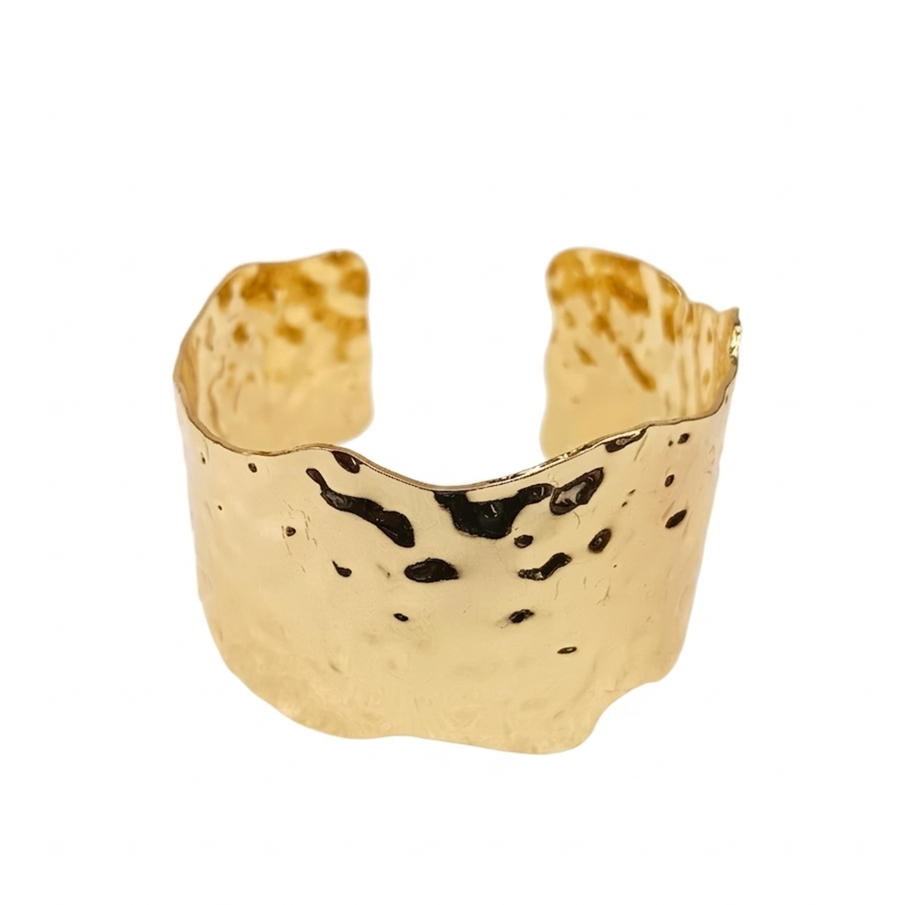 The99Jewel Modern Gold Textured Open Cuff Kada
