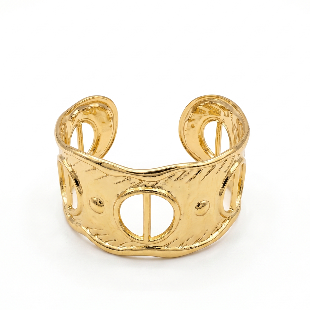 The99Jewel Elegant Gold Geometric Cutout Cuff Kada