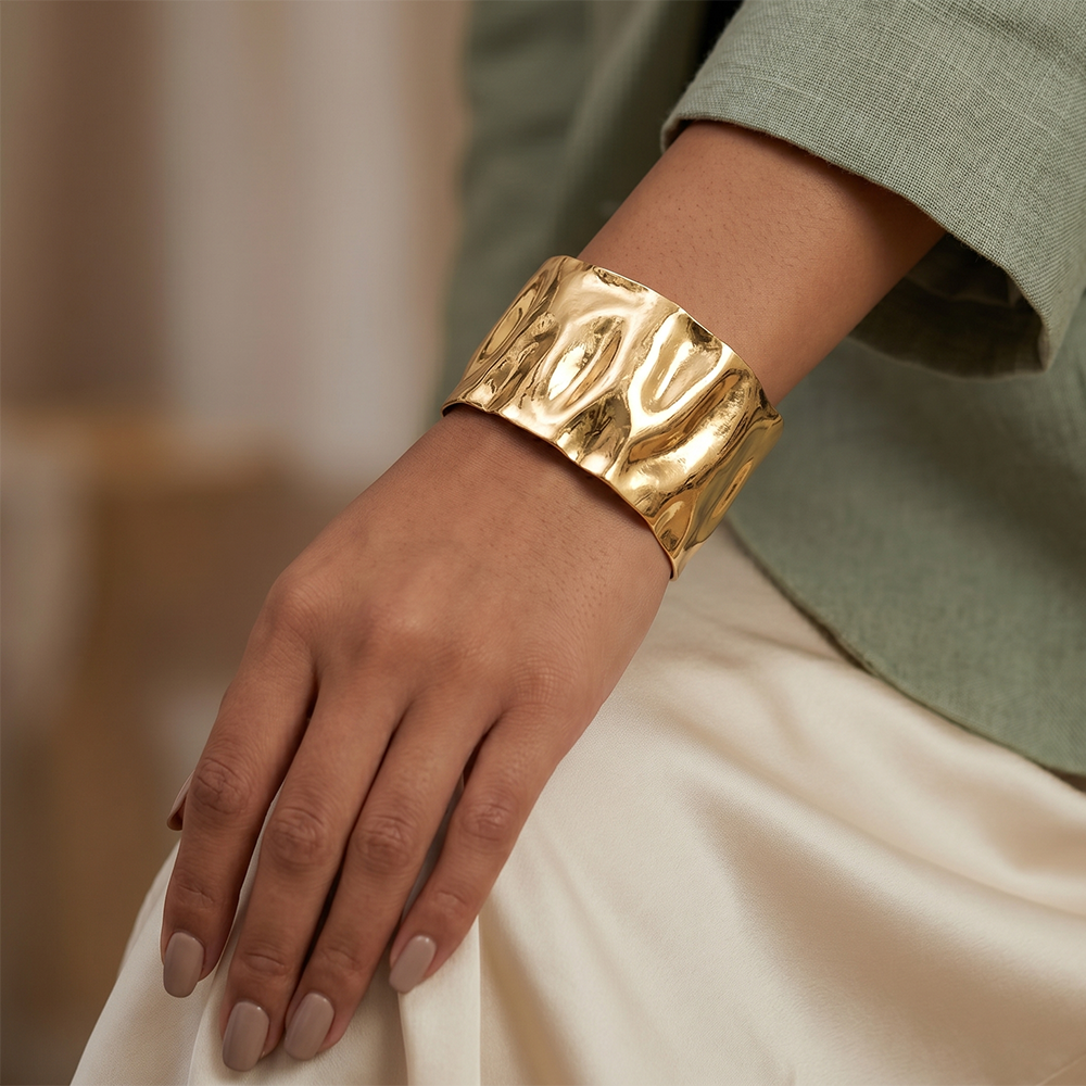 The99Jewel  Gold Plated Designer Statement Cuff Kada