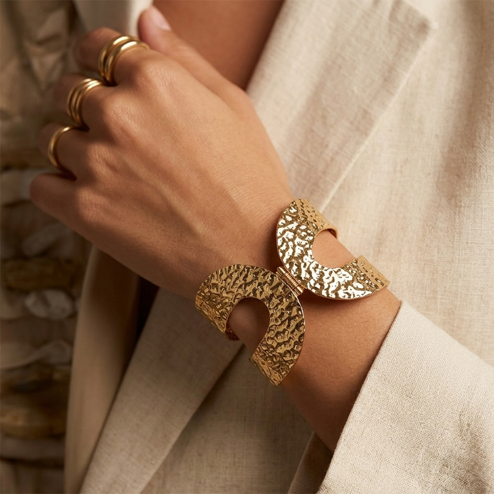 The99Jewel Gold Plated Textured CutOut Stylish Openable Kada