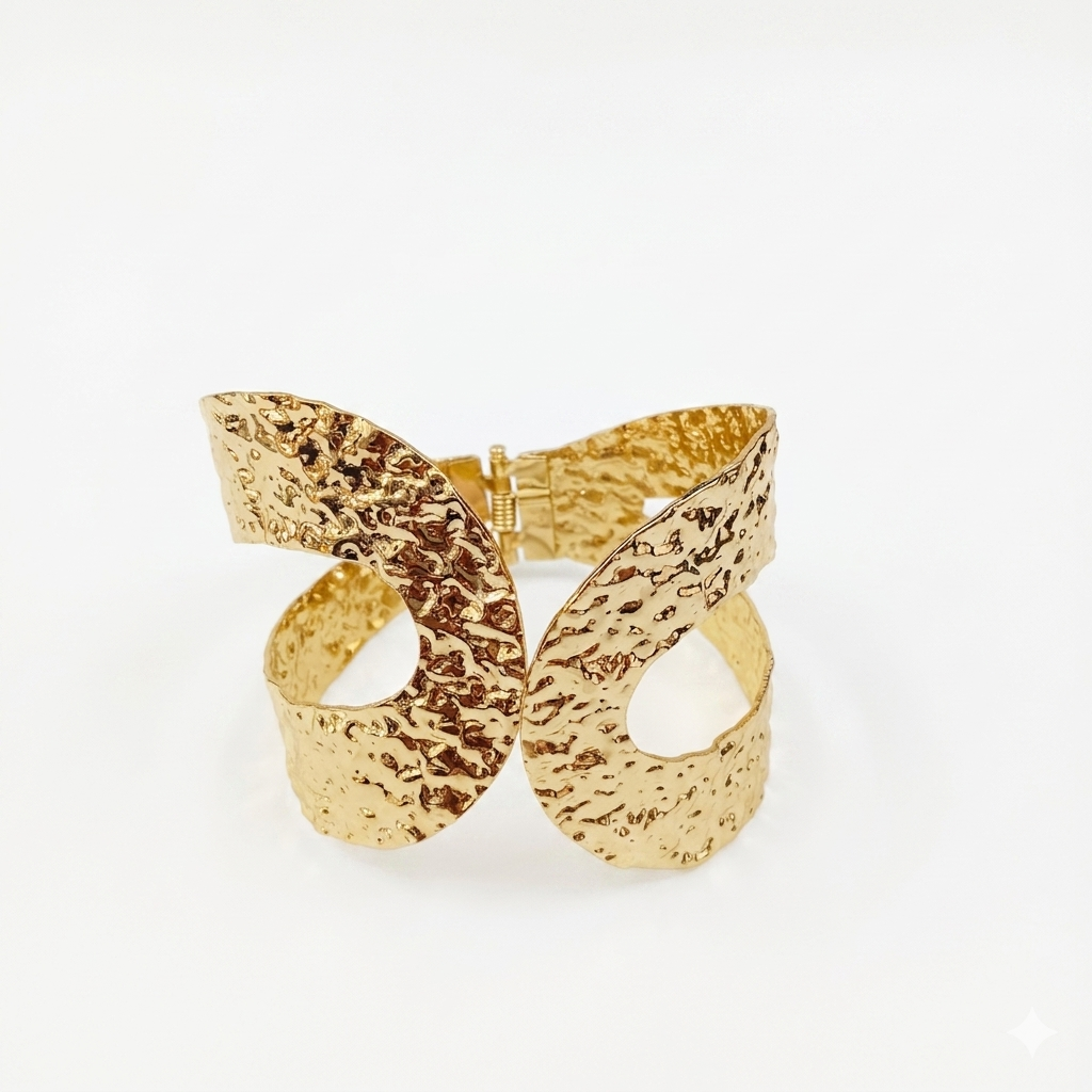 The99Jewel Gold Plated Textured CutOut Stylish Openable Kada