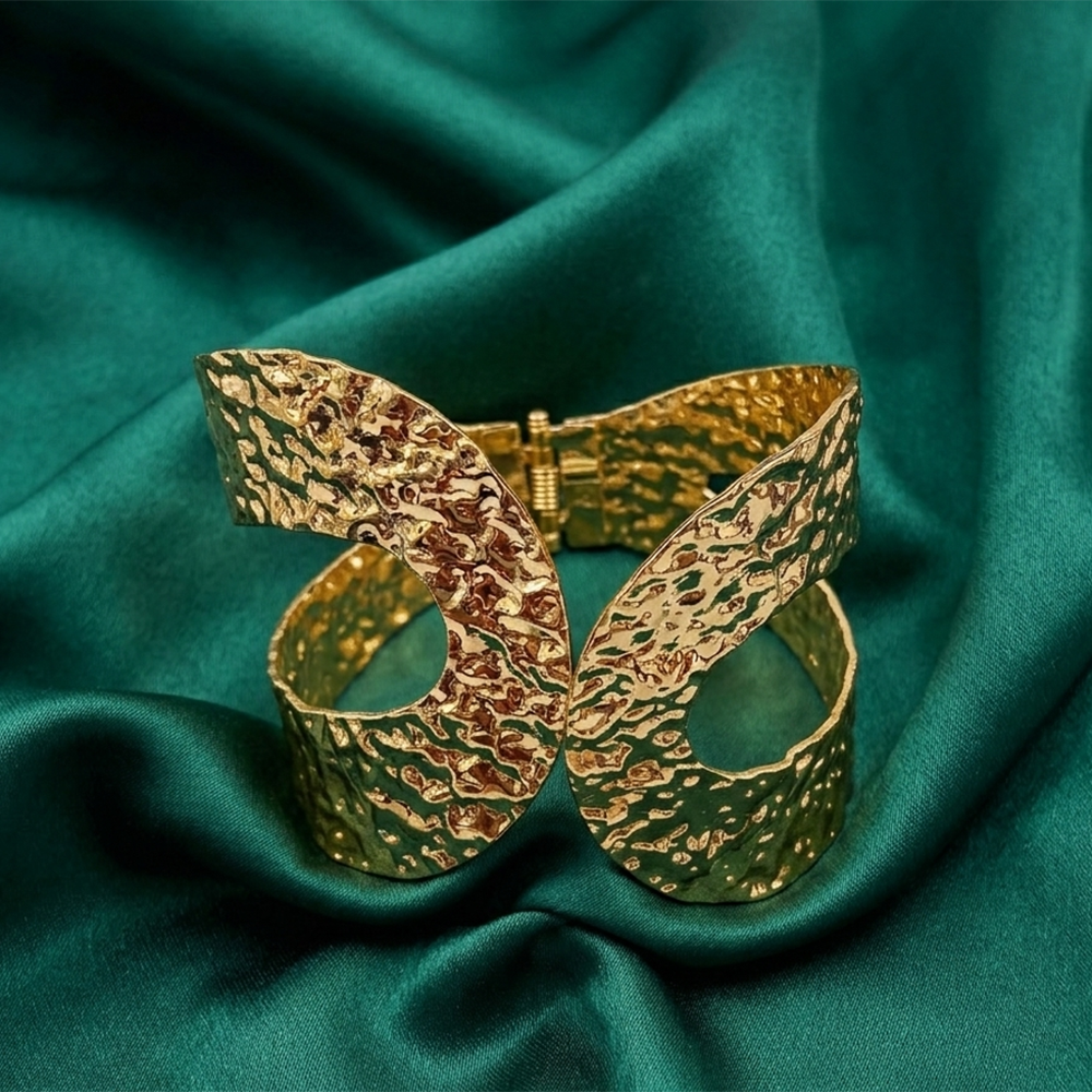 The99Jewel Gold Plated Textured CutOut Stylish Openable Kada