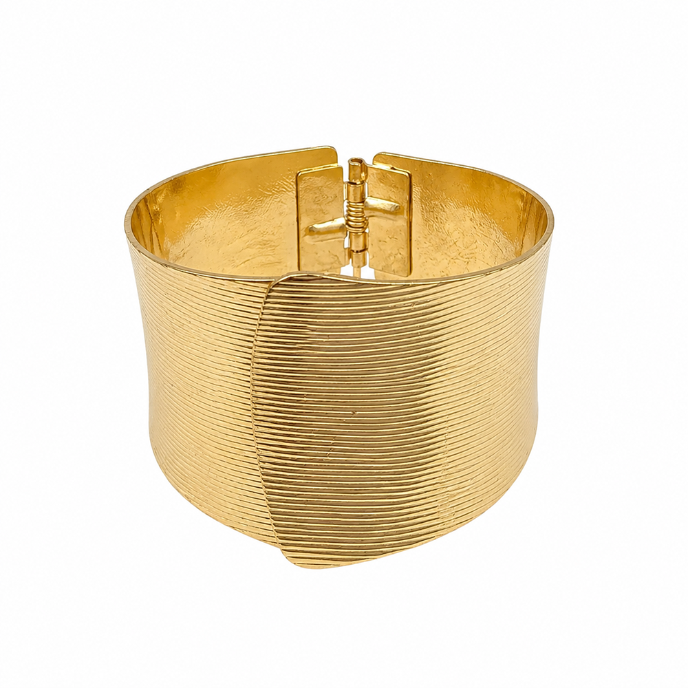 The99Jewel Gold Plated Fine Ribbed Metallic Gold Stylish Openable Kada