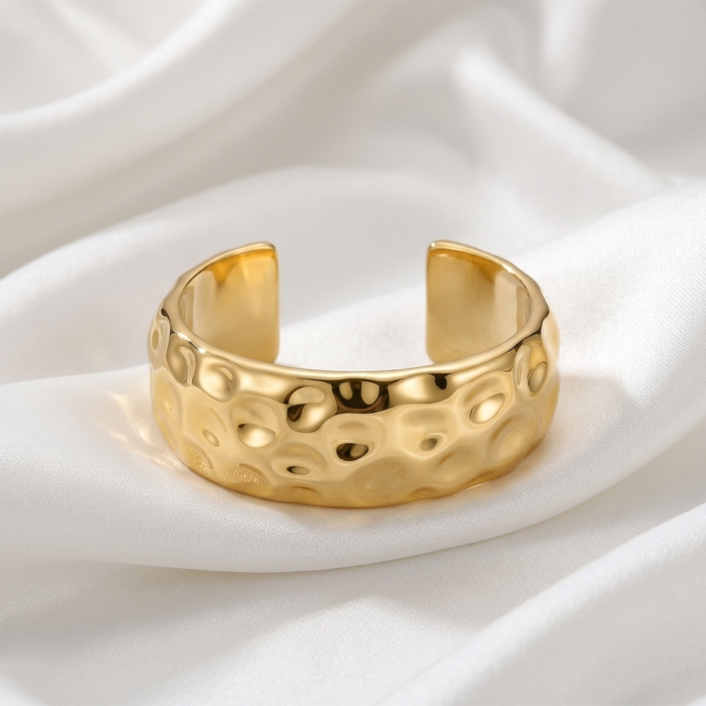 The99Jewel Modern Gold Finish Hammered Statement Kada Bracelet for women