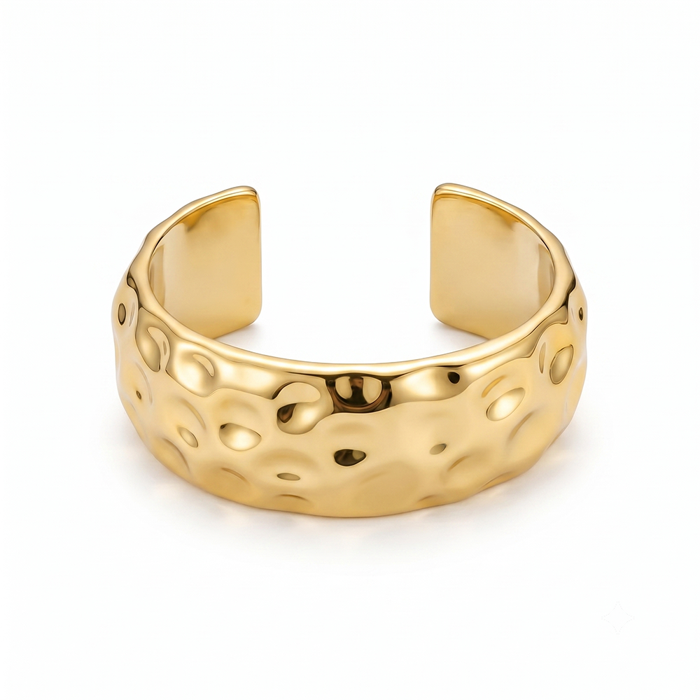 The99Jewel Modern Gold Finish Hammered Statement Kada Bracelet for women