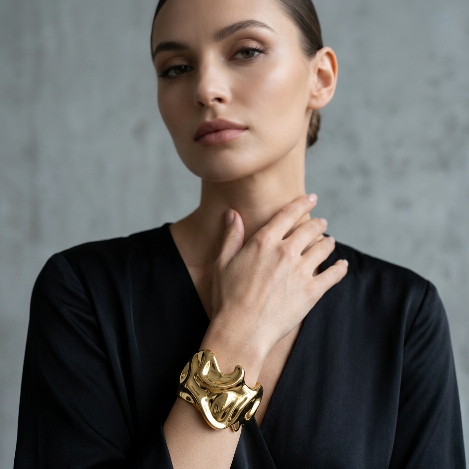The99Jewel Glamorous Gold Finish Statement Kada Bracelet for women