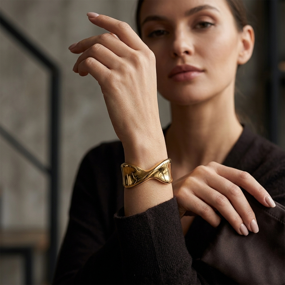 The99Jewel Eye-Catching Gold Finish Statement Kada Bracelet for women