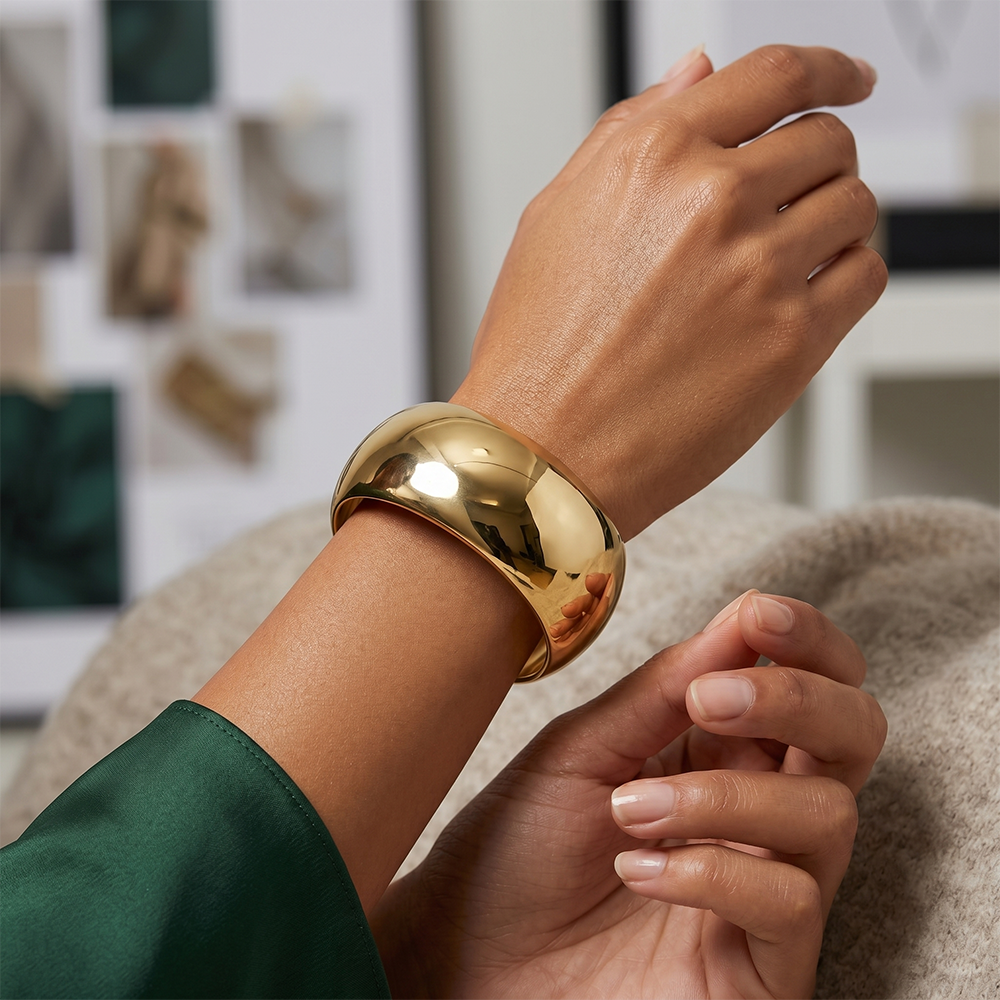 The99Jewel Timeless Gold Finish Statement Kada Bracelet for women