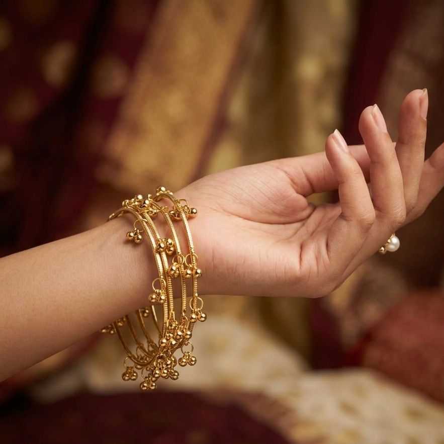 The99Jewel Gold Plated Viral Designer Kashmiri Bangles Set (4 Piece in Set)