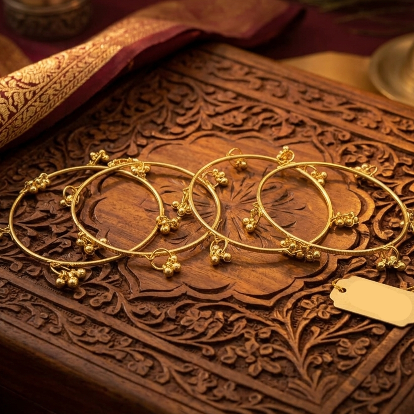The99Jewel Gold Plated Viral Designer Kashmiri Bangles Set (4 Piece in Set)