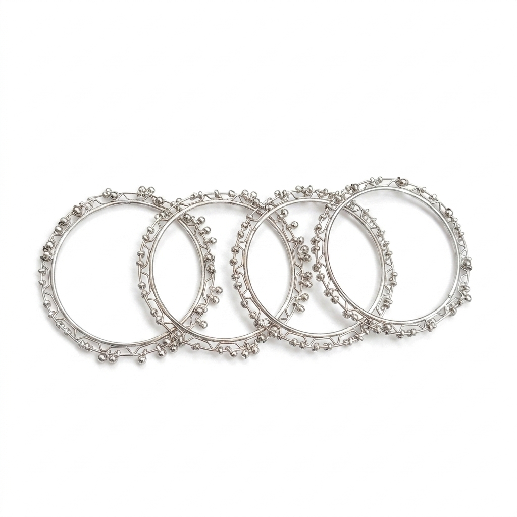 The99Jewel Silver Plated Viral Kashmiri Style Bangles Set (4 Piece in Set)