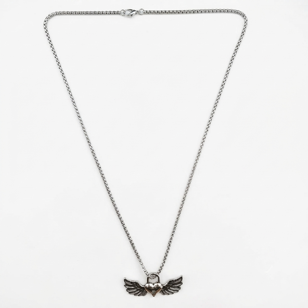 The99Jewel Signature Angel Wing With Heart Men's Chain Pendant
